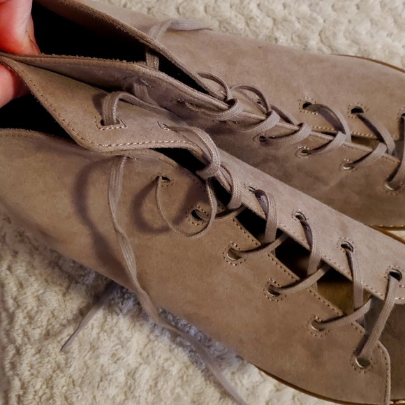 SOLD. Old Navy lace-up, peep-toe, heel, booties - Picture 4 of 5